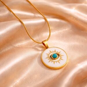 Gold and Turquoise Pendant Necklace